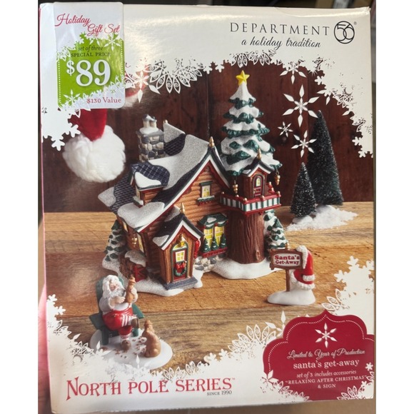 Department 56 Other - Department 56 North Pole Series Santa's Get-Away Gift Set 2011 House 3 Pc READ